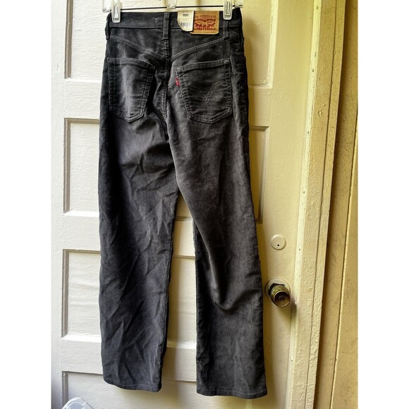 Levi's Ribcage Straight Ankle Jean 24x27 Gray Corduroy High Rise Minimalist New - Picture 2 of 9